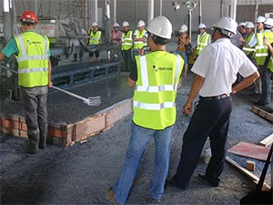 Watching the Steel Fibre Reinforced Slab on Pile strike off